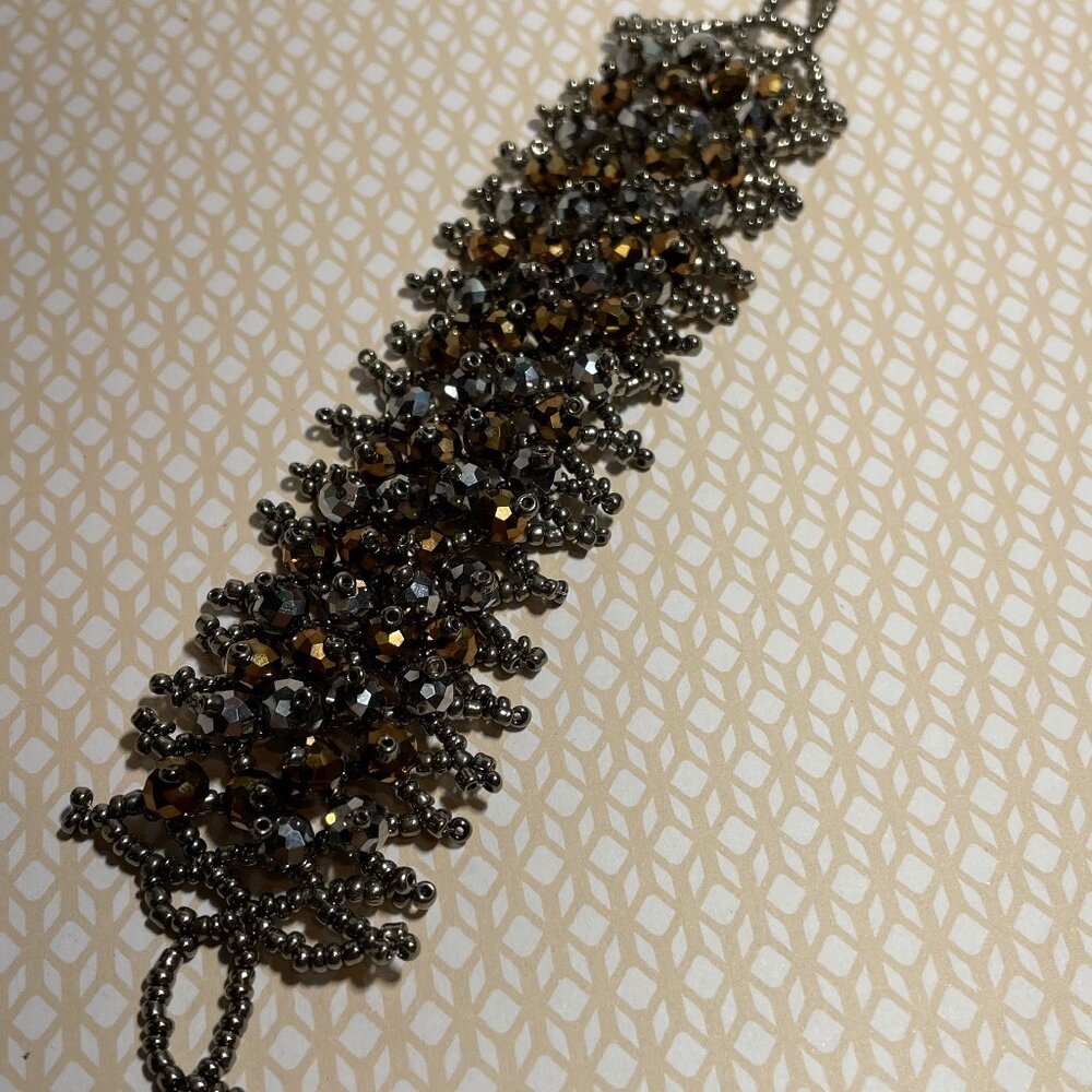 Beaded Artisan Glass Seed Beaded Crochet Bracelet